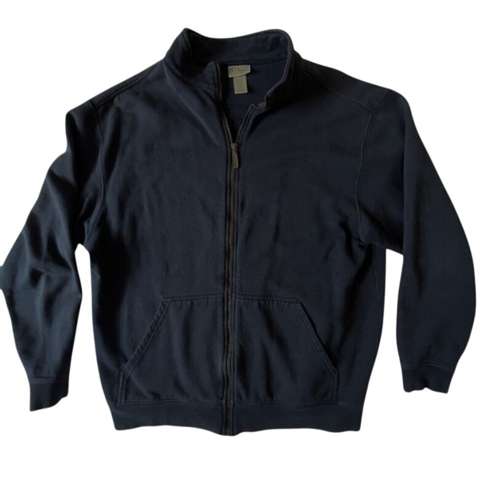 L.L.Bean Full Zip Sweatshirt Jacket Men’s XL Reg Navy Blue Cotton Blend